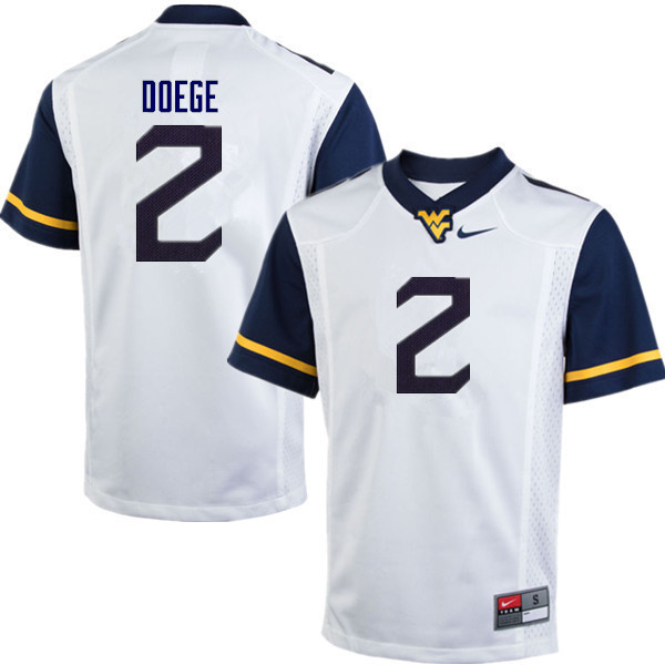 NCAA Men's Jarret Doege West Virginia Mountaineers White #2 Nike Stitched Football College Authentic Jersey SZ23H72KG